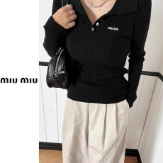  MIUMIU 미우미우 버튼카라 골지니트 3COLOR