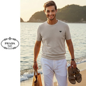 PRADA 프라다 라운드 여름 니트반팔