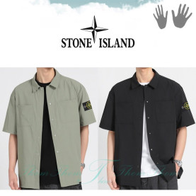 STONE ISLAND 스톤아일랜드 오버핏 스트레치 반팔 셔츠