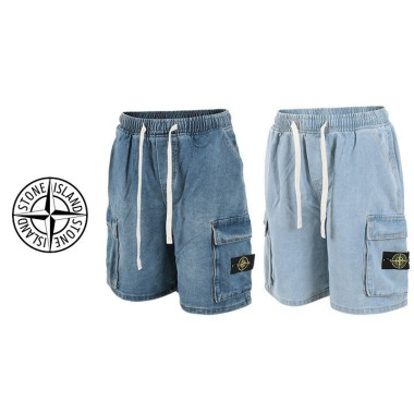 STONE ISLAND 스톤아일랜드 하프 데님 카고팬츠