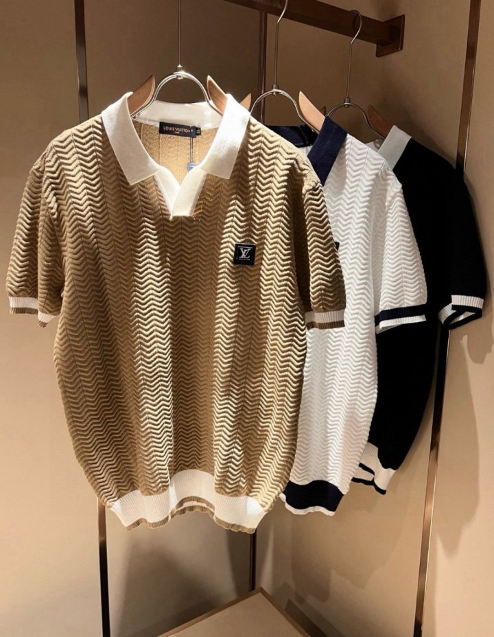 LOUIS VUITTON 루이비통 LV 래더패치 배색PK 반팔티 3COLOR