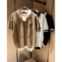 LOUIS VUITTON 루이비통 LV 래더패치 배색PK 반팔티 3COLOR
