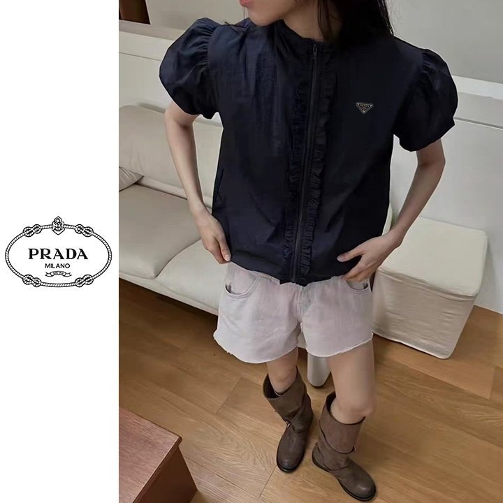 PRADA 프라다 프릴 퍼프 스트링 집업자켓 3COLOR