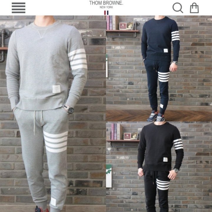 THOM BROWNE 톰브라운 사선완장 시그니쳐 코튼 맨투맨 & 스웻팬츠 세트 3COLOR