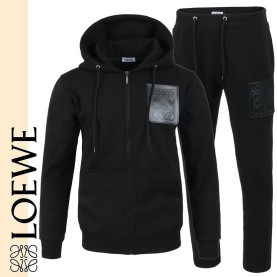 LOEWE 로에베 가죽 로고 후드집업 셋업