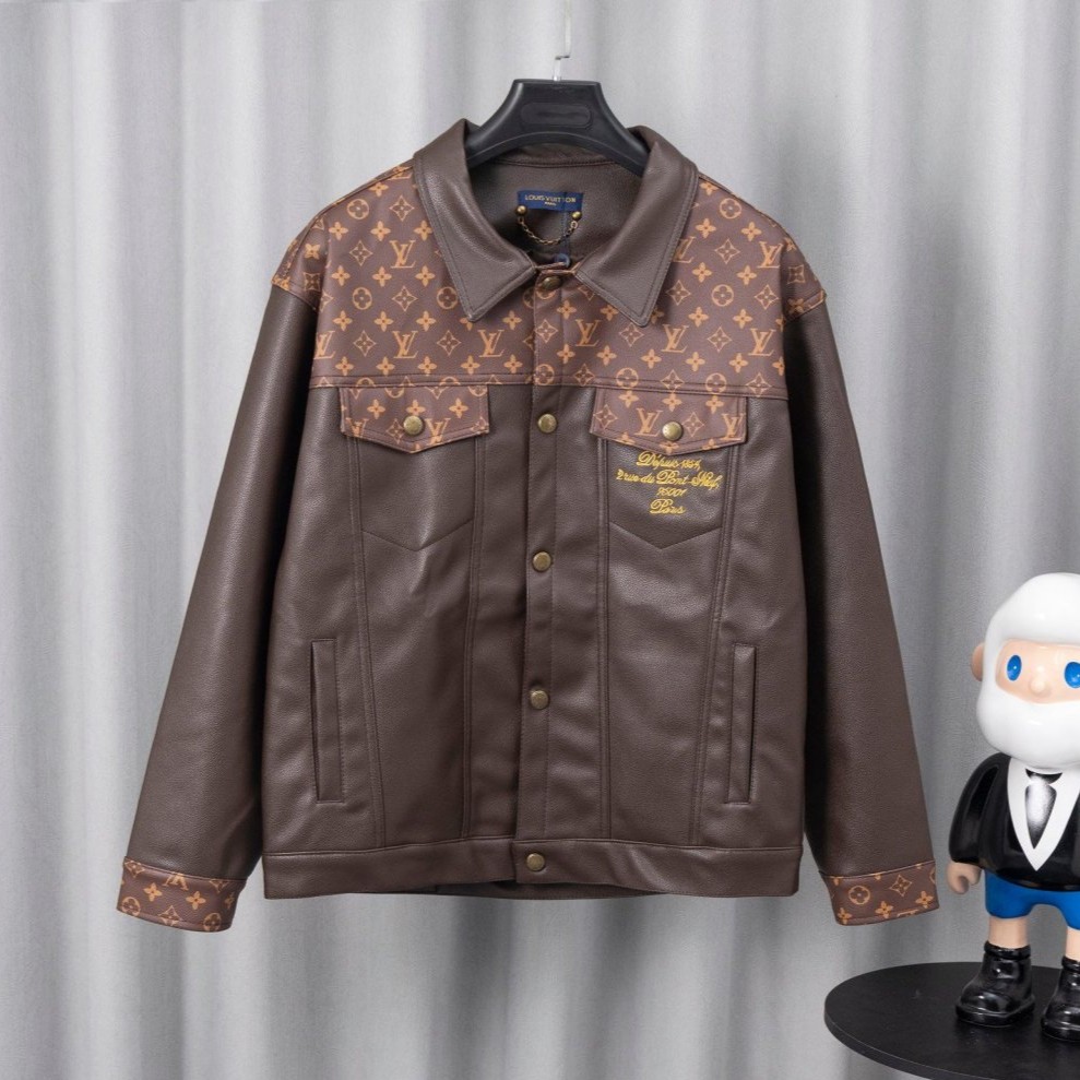 LOUIS VUITTON 루이비통 엠벨리시드 레더 트러커 자켓