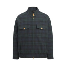 MIUMIU 미우미우 로고 패치 체크 블루종 자켓