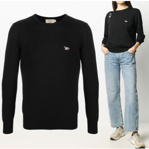 MAISON KITSUNE 메종키츠네 트리컬러 라운드니트