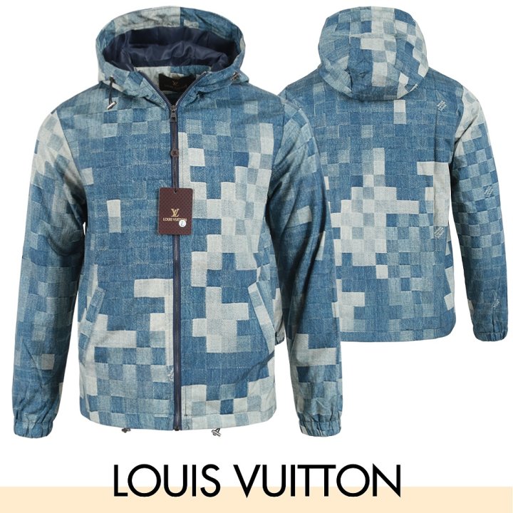 LOUIS VUITTON 루이비통 블루 체커보드 윈드브레이커