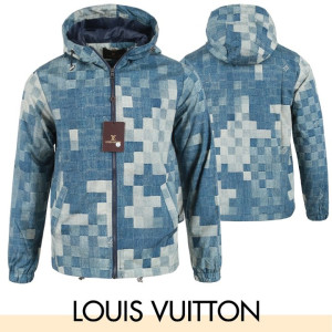 LOUIS VUITTON 루이비통 블루 체커보드 윈드브레이커