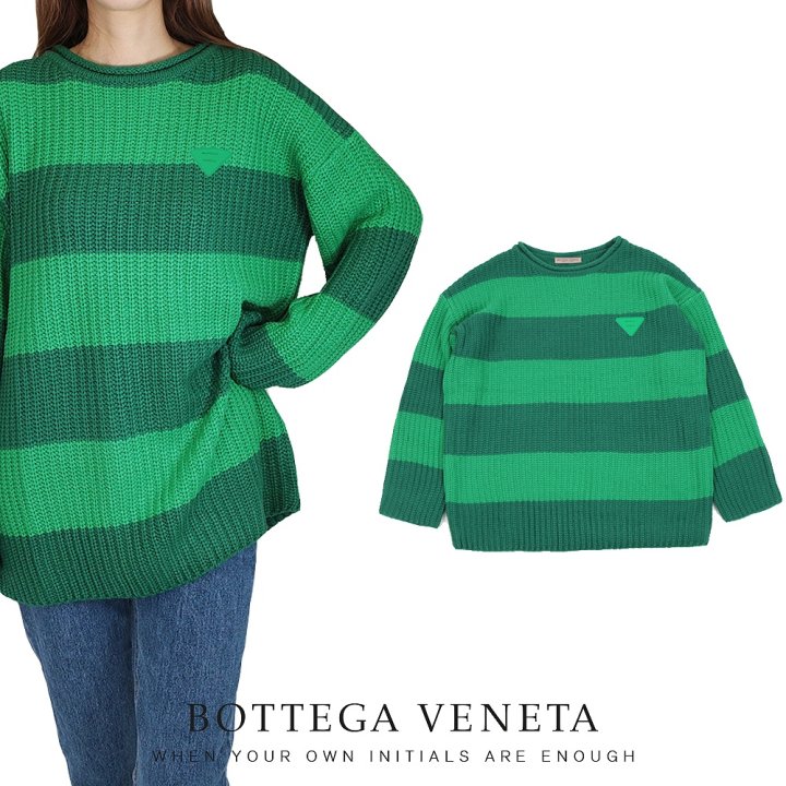 BOTTEGA VENETA 보테가베네타 트라이앵글 스트라이프 오버 니트