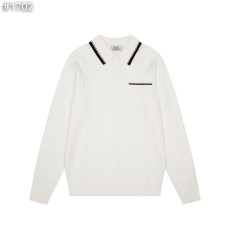 HERMES 에르메스 카라 배색 골지 니트