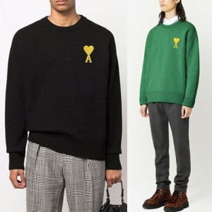 AMI 아미 골드하트 라운드 니트