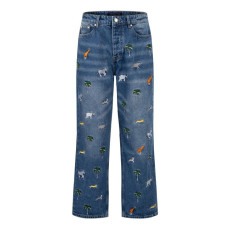 LOUIS VUITTON 루이비통 사파리 테마 자수 데님 팬츠