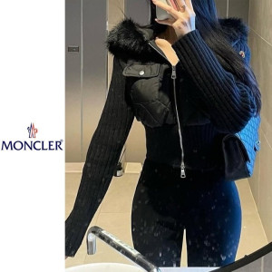 MONCLER 몽클레어 페이크퍼 누빔 니트 점퍼 2COLOR