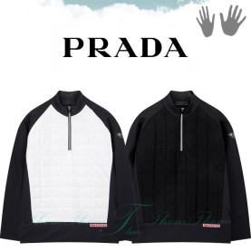 PRADA 프라다 사각 퀄팅 하프 집업