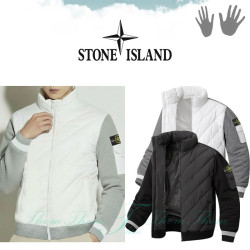 STONE ISLAND 스톤아일랜드 어깨 지퍼 니트 패딩 점퍼