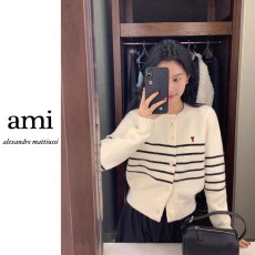 AMI 아미 에이 하트 스트라이프 가디건 3COLOR