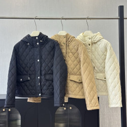 BURBERRY 버버리 크롭 퀼팅 나일론 후드 자켓
