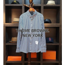 THOM BROWNE 톰브라운 클래식 라인 스트라이프 삼단 배색 웨일 셔츠