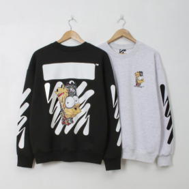 OFF-WHITE 오프화이트 웨이브 로봇 루즈핏 기모 맨투맨