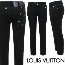 LOUIS VUITTON 루이비통 네온 멀티 자수 블랙 슬림 일자진