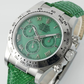 ROLEX 로렉스 데이저스트 데이토나 비치 에디션 그린 로만 다이얼 가죽 스트랩 40mm 116519