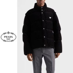 PRADA 프라다 블랙 코듀로이 다운 재킷