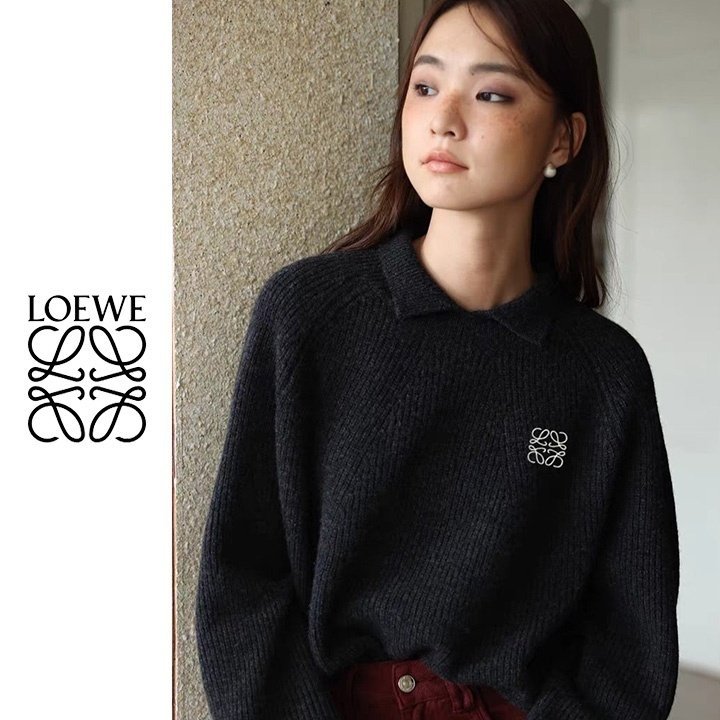 LOEWE 로에베 카라넥 자수 골지 니트