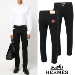 HERMES 에르메스 시그니처 사각로고 블랙 슬림진