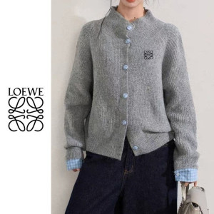 ●2월 판매 1위● LOEWE 로에베 체크 배색 니트 가디건 4COLOR