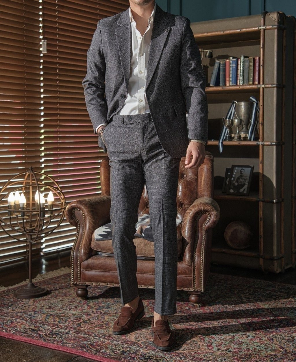 GUCCI 구찌 싱글 남성 현빈 체크슈트 정장