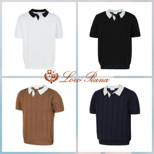 LOROPIANA 로로피아나 배색 오픈 카라티