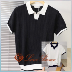 LOROPIANA 로로피아나 배색 결 카라티