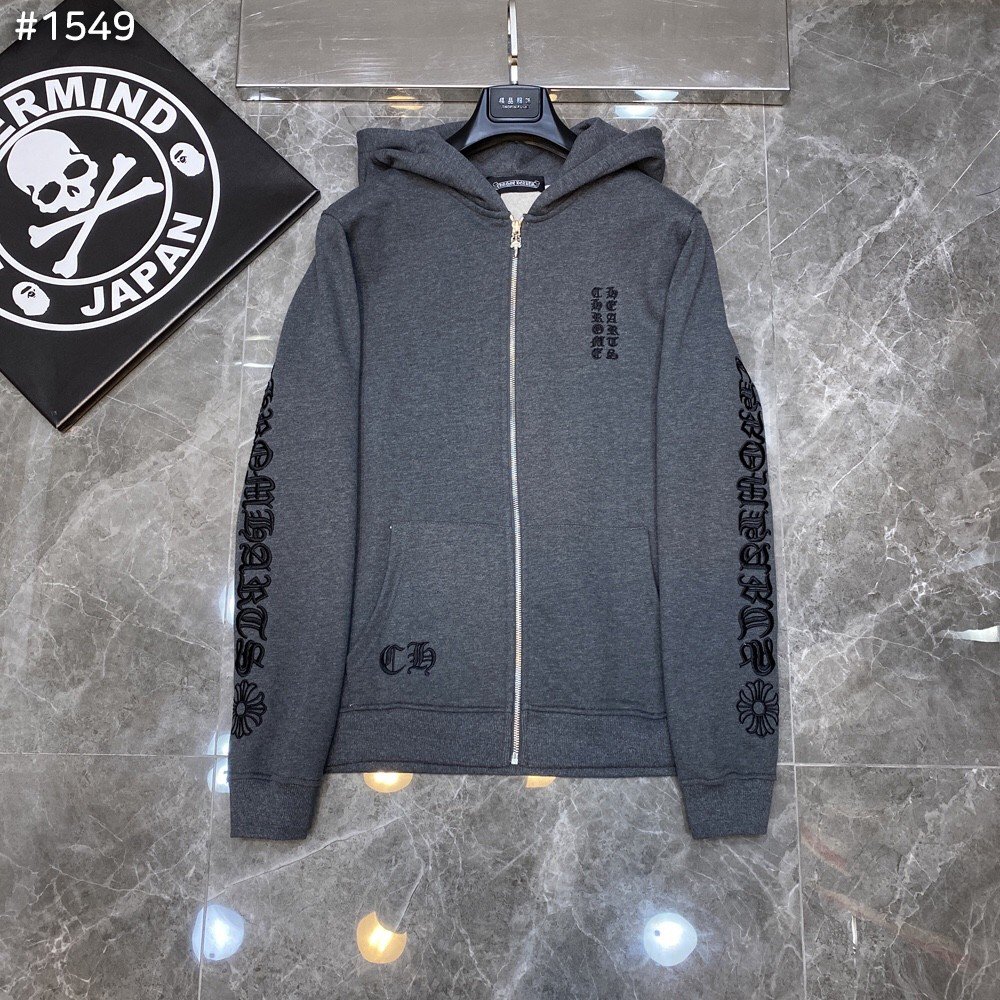 CHROME HEARTS 크롬하츠 버티컬 로고 후드 집업 자켓