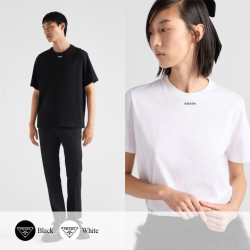 PRADA 프라다 넥 로고 반팔 티셔츠