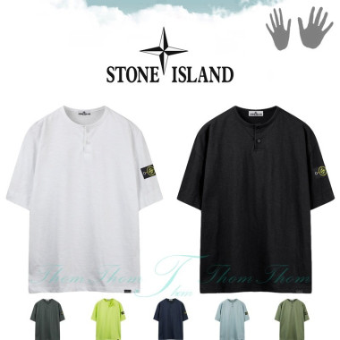 STONE ISLAND 스톤아일랜드 슬라브 오버핏 헨리넥 반팔