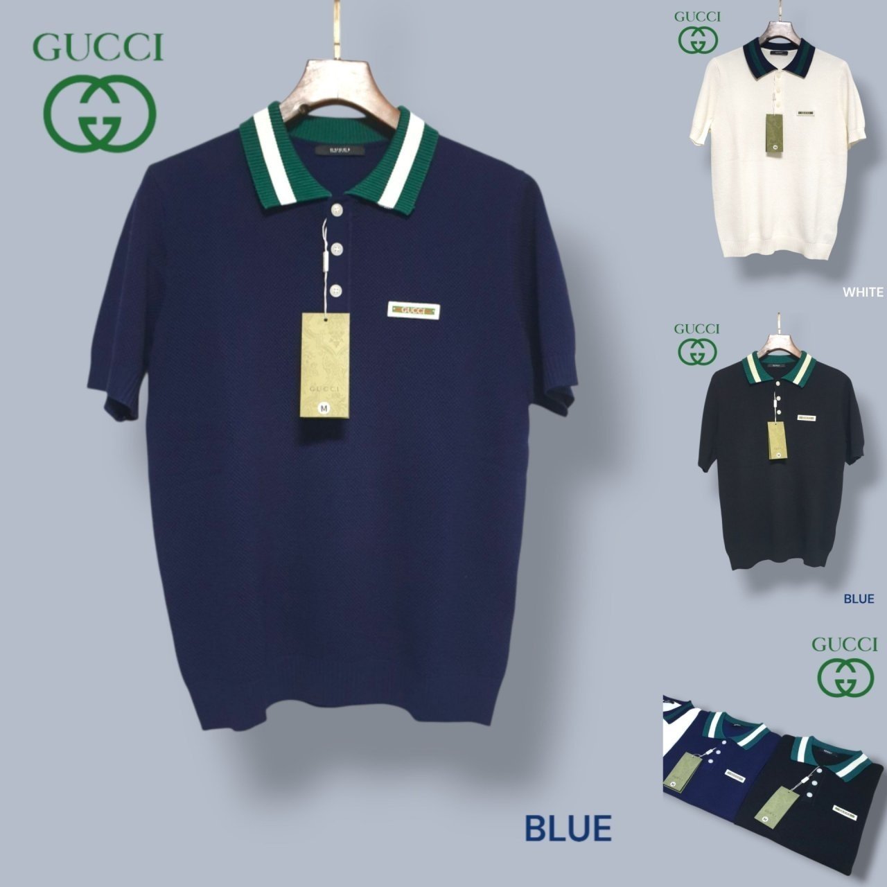 GUCCI 구찌 배색 패치카라 반팔