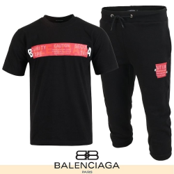 BALENCIAGA 발렌시아가 서큐리티 테이프 프린팅 반팔 & 7부 셋업