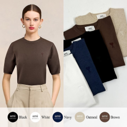 AMI 아미 드 꾀흐 까마이외 자수 니트반팔