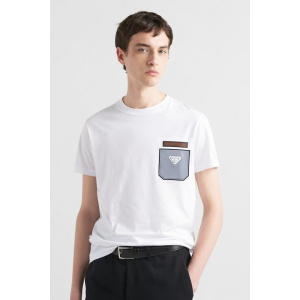 PRADA 프라다 레더 포켓 디테일 코튼 숏 슬리브 티셔츠 2COLOR