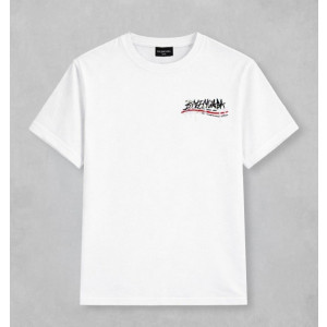 BALENCIAGA 발렌시아가 스크래쳐 캠페인 자수 로고 빈티지 숏 슬리브 티셔츠