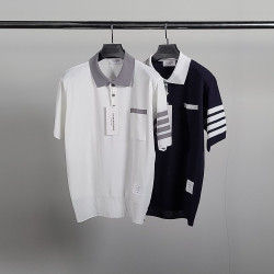 THOM BROWNE 톰브라운 사선완장 헥터  반팔 카라 니트